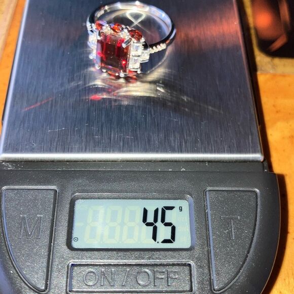 Red Labradorite Vermelho Red Garnet Sterling Silver Ring Size 9.75 - Picture 9 of 9